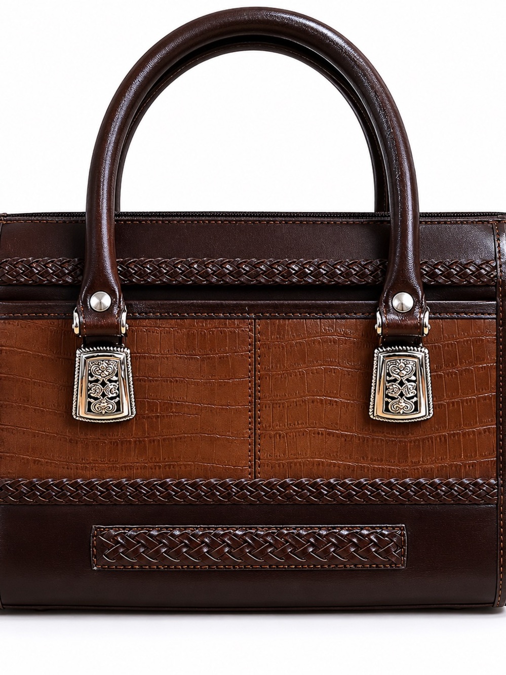 Brighton Brown Two-Tone Leather Shoulder Bag - Picture 1 of 8